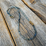 Blue Kyanite Beaded Necklace – 14K Gold-Plated Clasp, Handmade Jewelry
