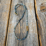 Blue Kyanite Beaded Necklace – 14K Gold-Plated Clasp, Handmade Jewelry