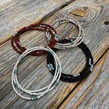 Boho Czech Glass Beaded Necklace, Sterling Silver Clasp