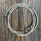 Boho Czech Glass Beaded Necklace, Sterling Silver Clasp
