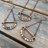 Boho Fossil Coral Dangle Earrings – Handmade Copper Jewelry