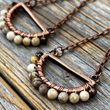 Boho Fossil Coral Dangle Earrings – Handmade Copper Jewelry
