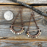 Boho Fossil Coral Dangle Earrings – Handmade Copper Jewelry