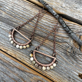 Boho Fossil Coral Dangle Earrings – Handmade Copper Jewelry