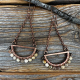 Boho Fossil Coral Dangle Earrings – Handmade Copper Jewelry