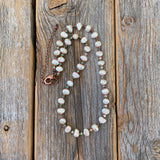 Boho Freshwater Pearl and Turquoise Necklace – Beaded Jewelry