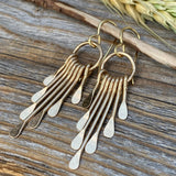 Boho Fringe Earrings - Gold Plated Hammered Brass, Southwestern Dangle