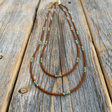 Boho Layered Beaded Necklace Set – Czech Glass, Turquoise, Gold-Filled