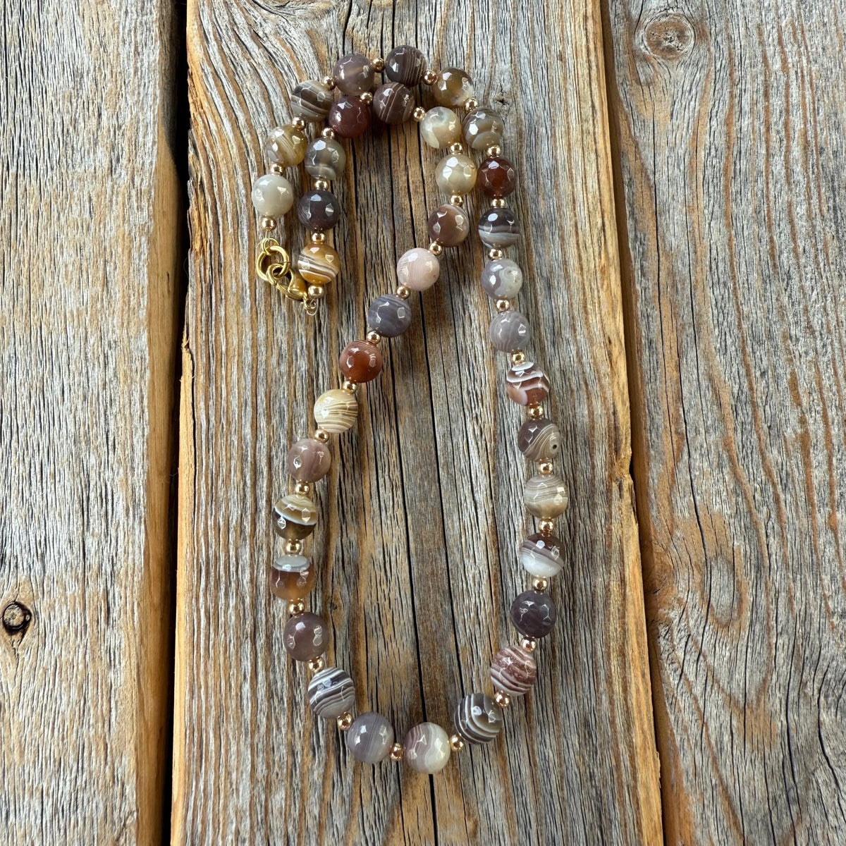 Botswana Agate Beaded Choker Necklace