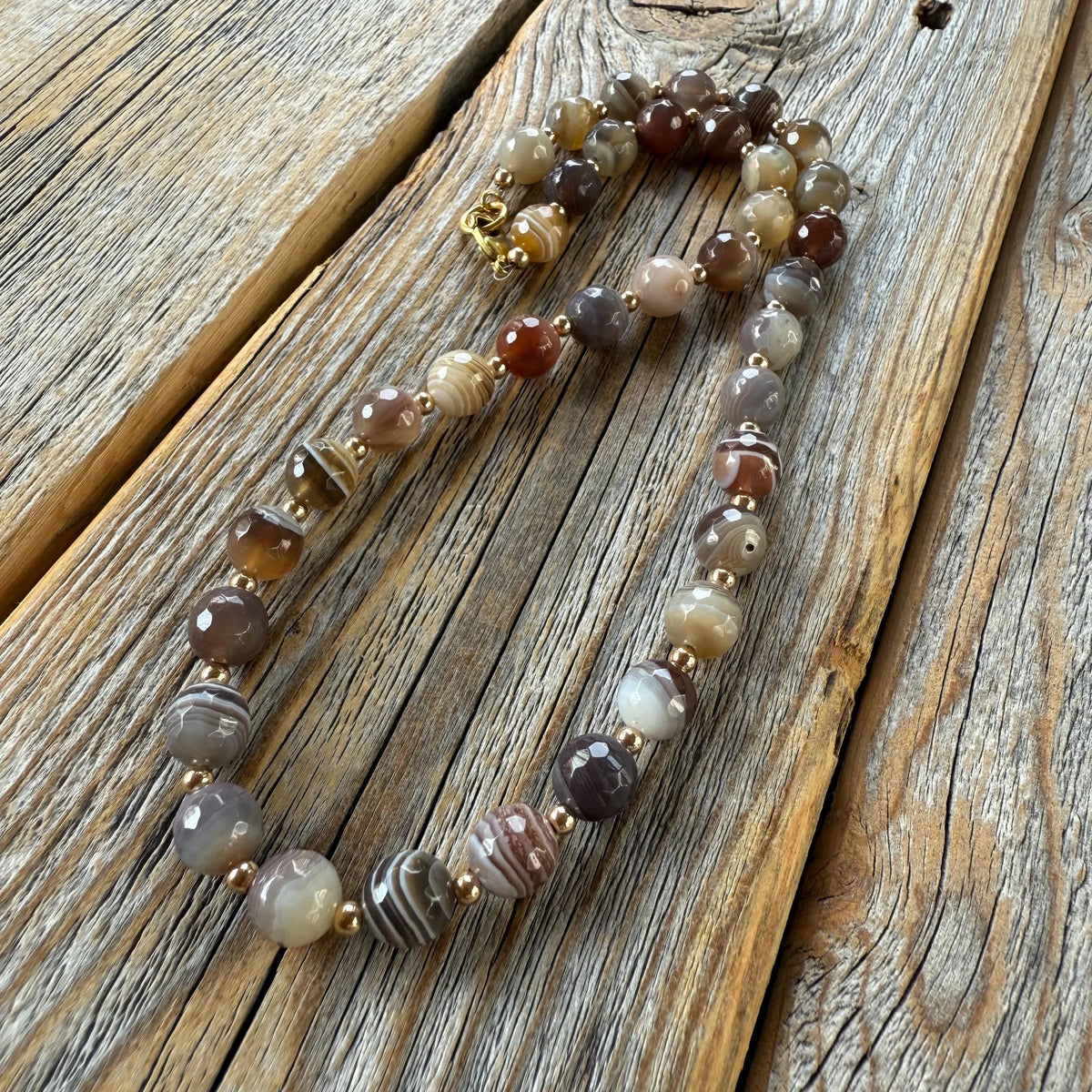 Botswana Agate Beaded Choker Necklace