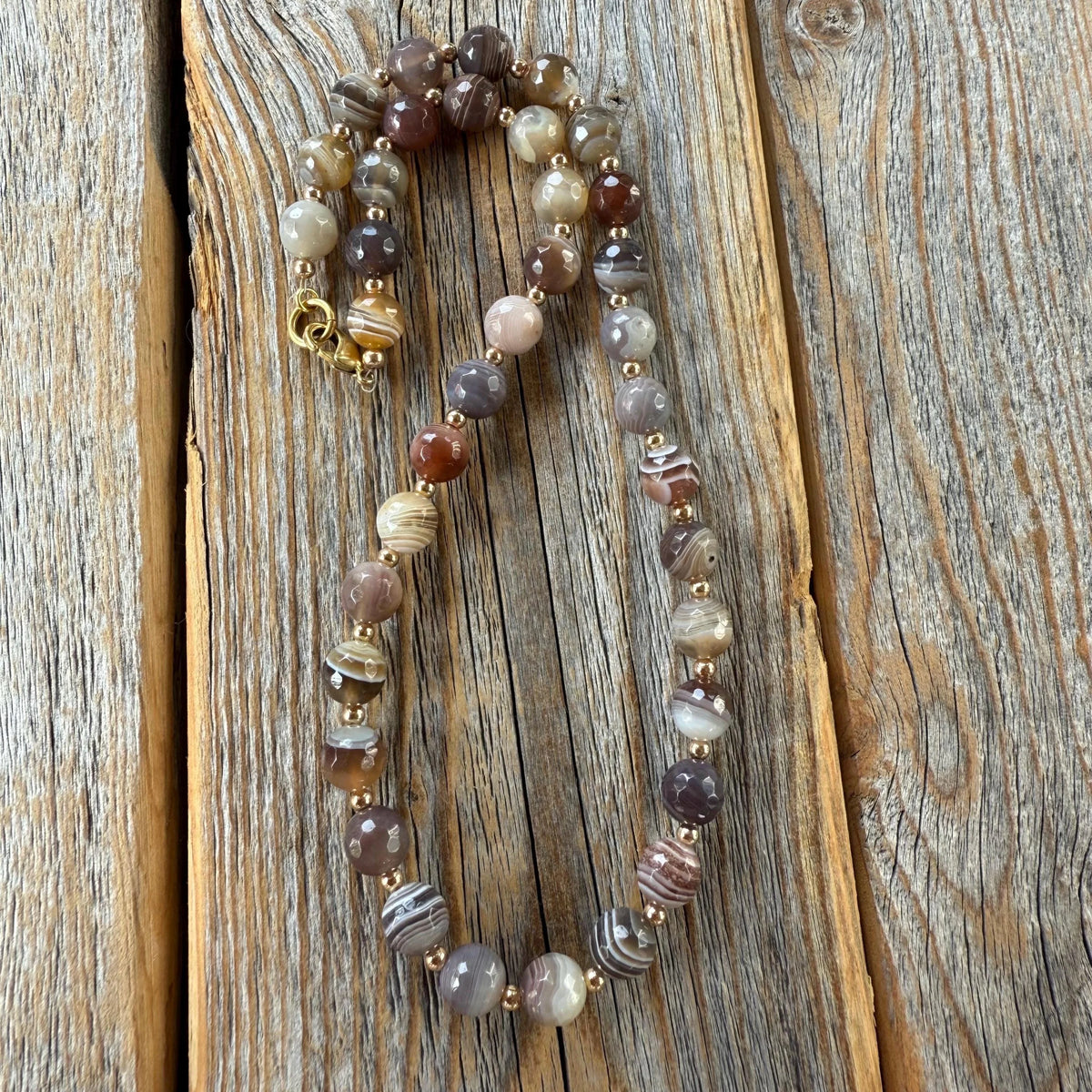 Botswana Agate Beaded Choker Necklace