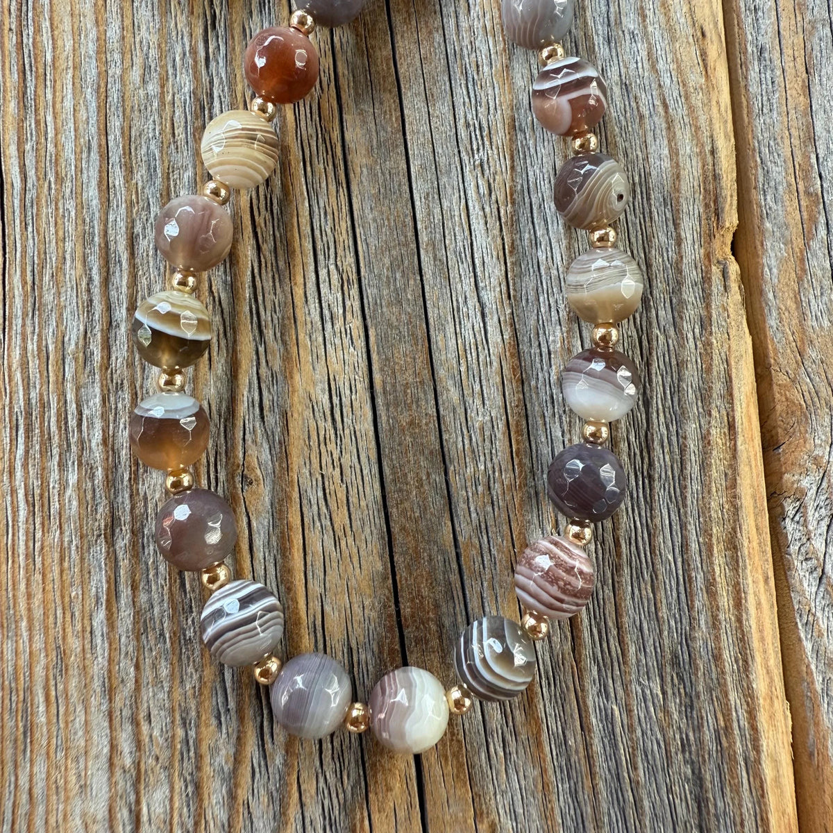 Botswana Agate Beaded Choker Necklace
