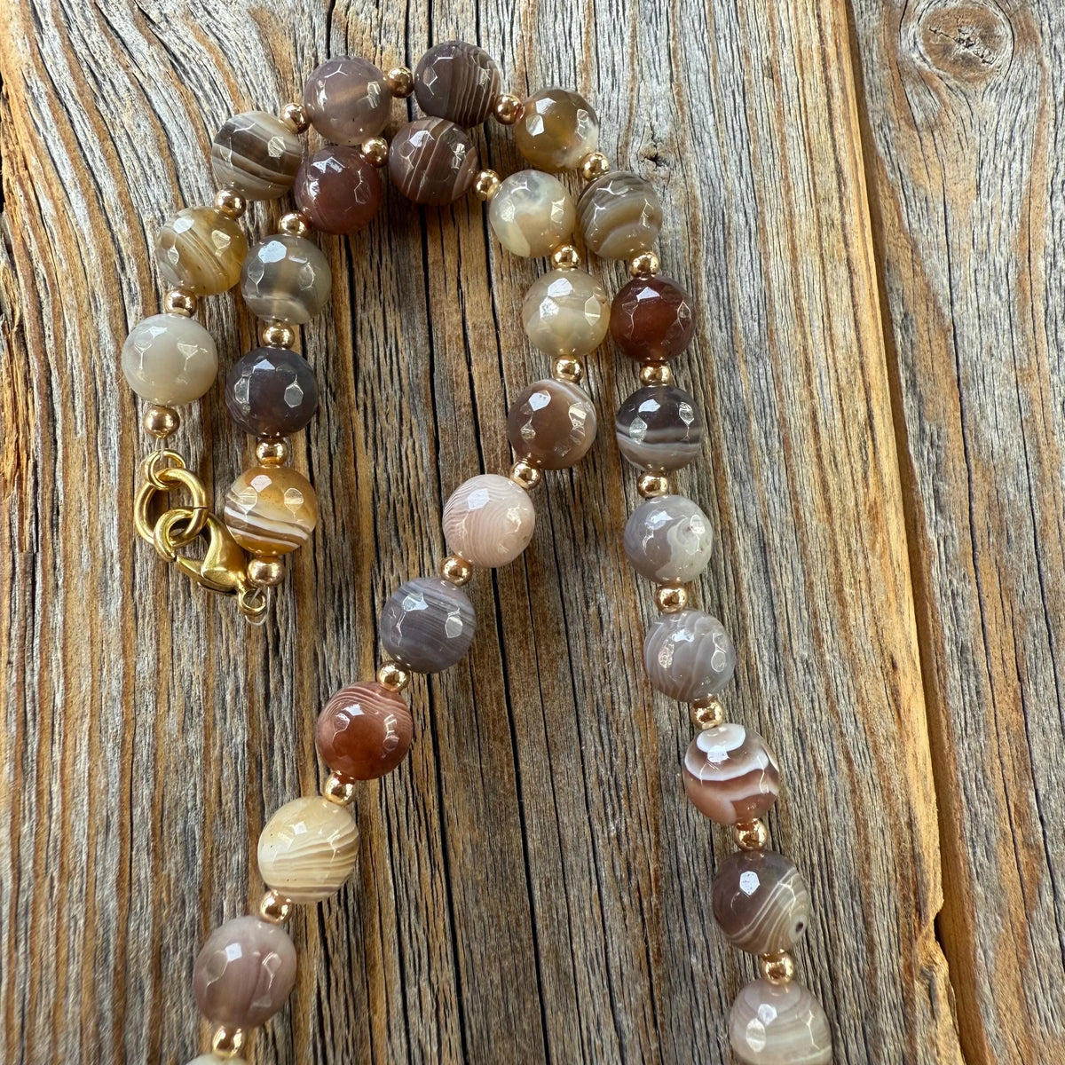 Botswana Agate Beaded Choker Necklace