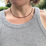 Brown Czech Glass Bead Choker | Antique Brass Clasp, Earthy Necklace