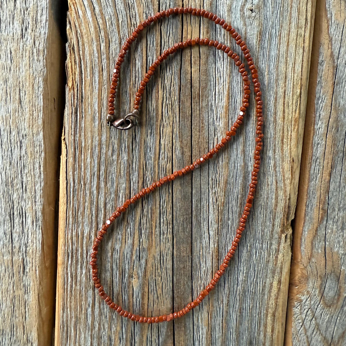 Brown Czech Glass Bead Choker | Antique Brass Clasp, Earthy Necklace