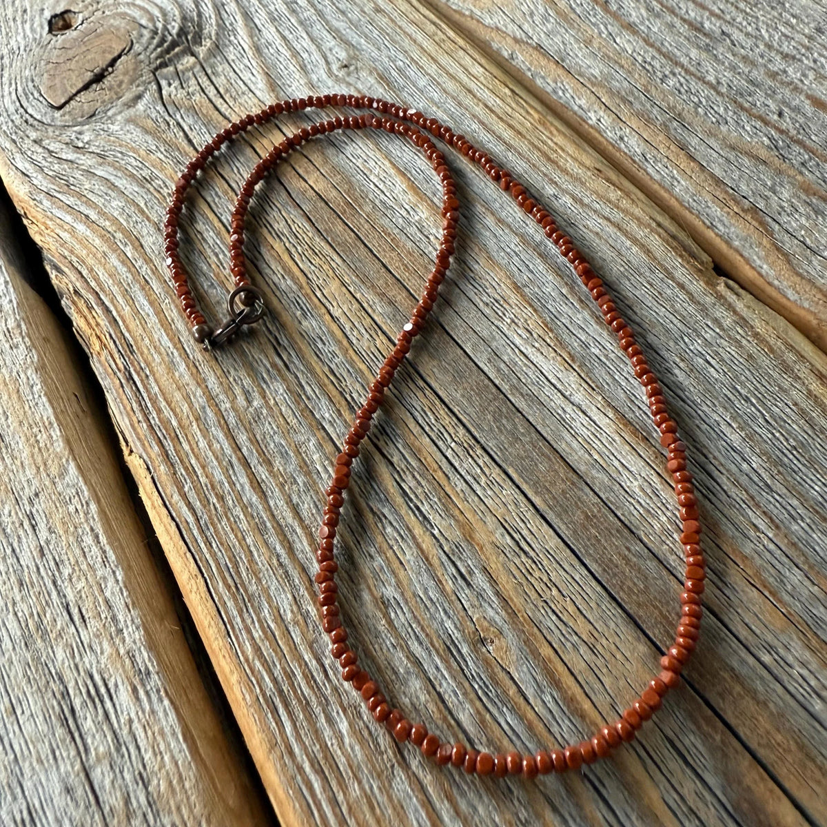 Brown Czech Glass Bead Choker | Antique Brass Clasp, Earthy Necklace