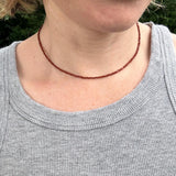 Brown Czech Glass Bead Choker | Antique Brass Clasp, Earthy Necklace