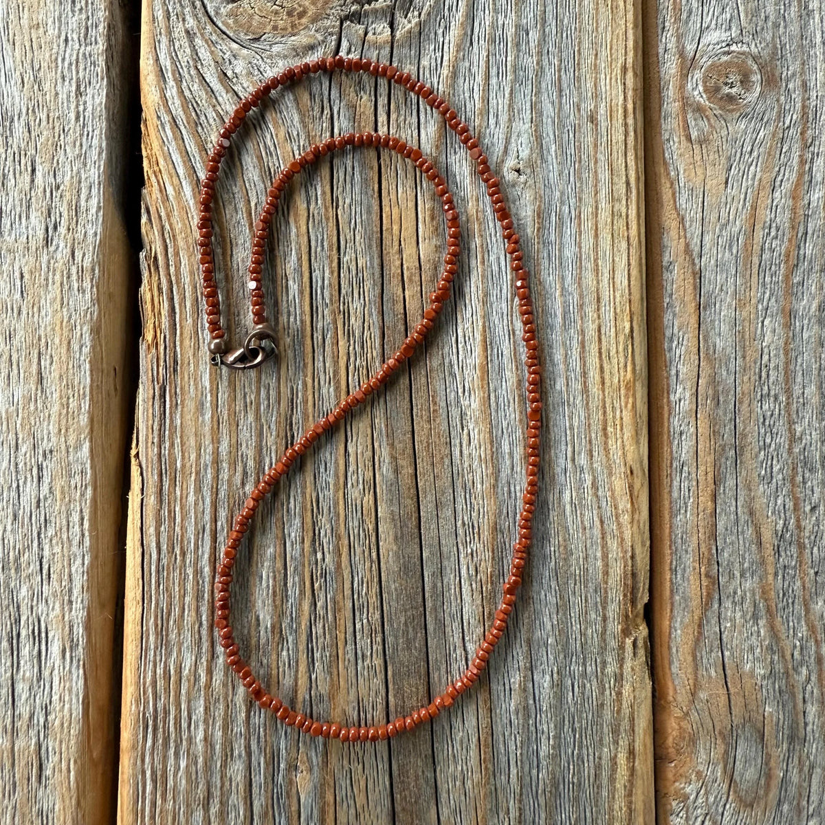 Brown Czech Glass Bead Choker | Antique Brass Clasp, Earthy Necklace