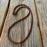 Brown Czech Glass Bead Choker | Antique Brass Clasp, Earthy Necklace
