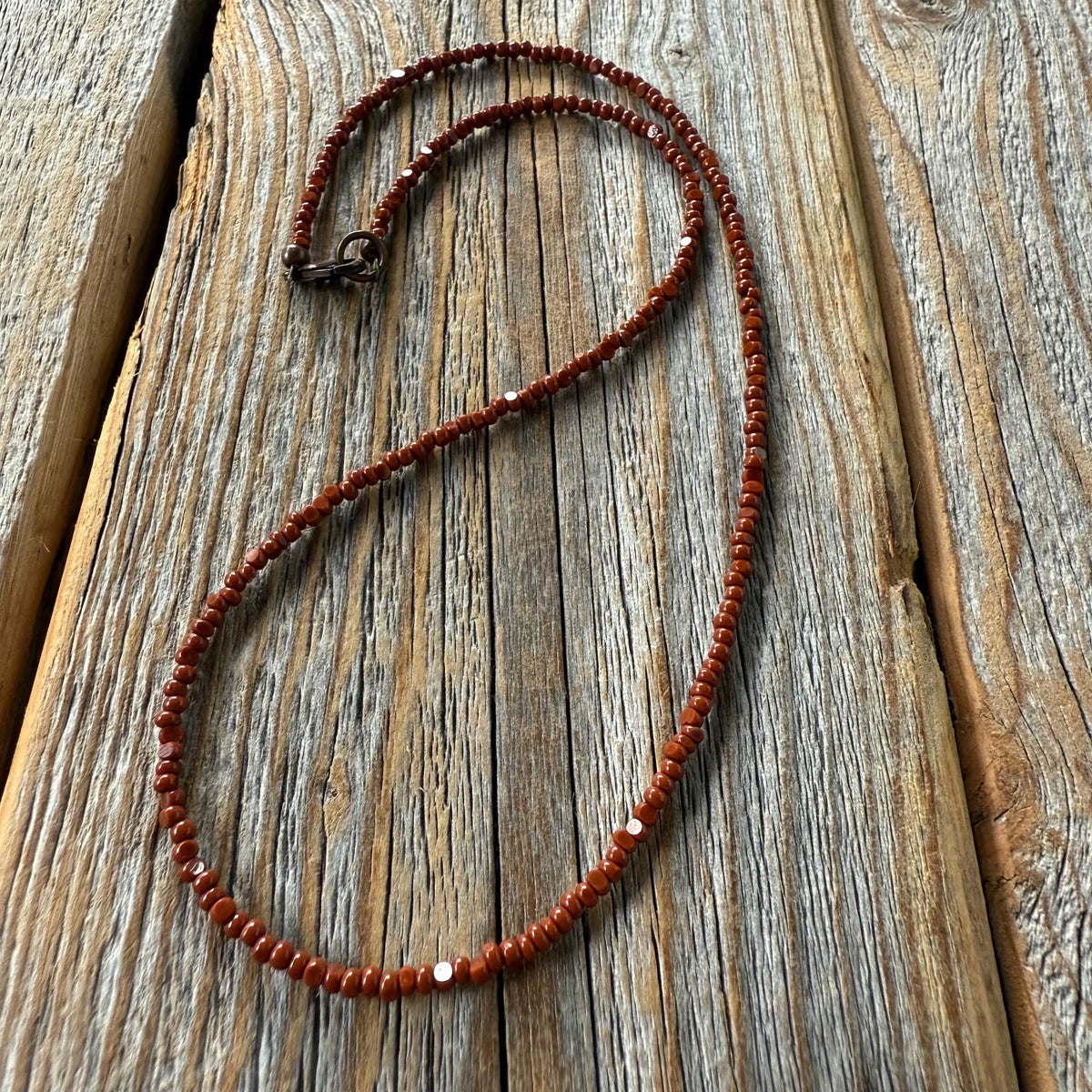 Brown Czech Glass Bead Choker | Antique Brass Clasp, Earthy Necklace