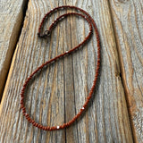 Brown Czech Glass Bead Choker | Antique Brass Clasp, Earthy Necklace