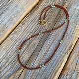 Brown Seed Bead Choker – Teal Accents, 14K Gold-Filled