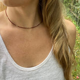 Brown Seed Bead Choker – Teal Accents, 14K Gold-Filled