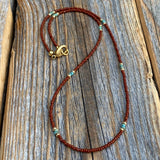 Brown Seed Bead Choker – Teal Accents, 14K Gold-Filled