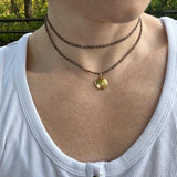 Brown Seed Bead Necklace with Gold Disc Pendant, Layered Minimalist Jewelry