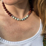 Chunky African Opal Beaded Necklace, Boho Statement Natural Stone Jewelry
