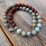 Chunky African Opal Beaded Necklace, Boho Statement Natural Stone Jewelry