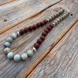 Chunky African Opal Beaded Necklace, Boho Statement Natural Stone Jewelry