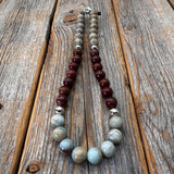Chunky African Opal Beaded Necklace, Boho Statement Natural Stone Jewelry