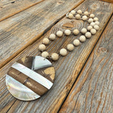 Chunky Beaded Statement Necklace with Geometric Pendant