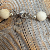 Chunky Neutral Statement Necklace, Boho Beaded Jewelry, Wood Shell Pendant