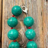 Chunky Turquoise & Red Coral Necklace, Southwestern Boho Statement Jewelry