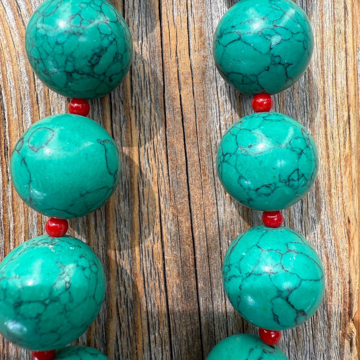 Chunky Turquoise & Red Coral Necklace, Southwestern Boho Statement Jewelry