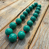 Chunky Turquoise & Red Coral Necklace, Southwestern Boho Statement Jewelry