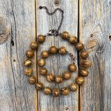 Chunky Wood Jasper Necklace, Boho Beaded Statement Jewelry