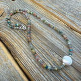Coin Pearl Gemstone Necklace – Sterling Silver Layering Beaded Jewelry