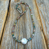 Coin Pearl Gemstone Necklace – Sterling Silver Layering Beaded Jewelry
