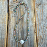 Coin Pearl Gemstone Necklace – Sterling Silver Layering Beaded Jewelry