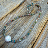 Coin Pearl Gemstone Necklace – Sterling Silver Layering Beaded Jewelry