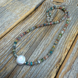 Coin Pearl Gemstone Necklace – Sterling Silver Layering Beaded Jewelry