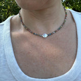 Coin Pearl Gemstone Necklace – Sterling Silver Layering Beaded Jewelry
