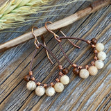 Copper Teardrop Earrings – African Opal, Boho Beaded Dangle