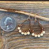 Copper Teardrop Earrings – African Opal, Boho Beaded Dangle