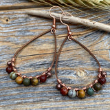 Copper Teardrop Earrings with Red Creek Jasper – Bohemian Style