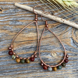 Copper Teardrop Earrings with Red Creek Jasper – Bohemian Style