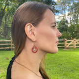 Coral and Turquoise Beaded Hoop Earrings – Handmade Copper Jewelry